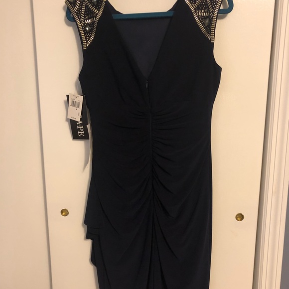 Xscape Navy Evening Dress - Picture 7 of 8